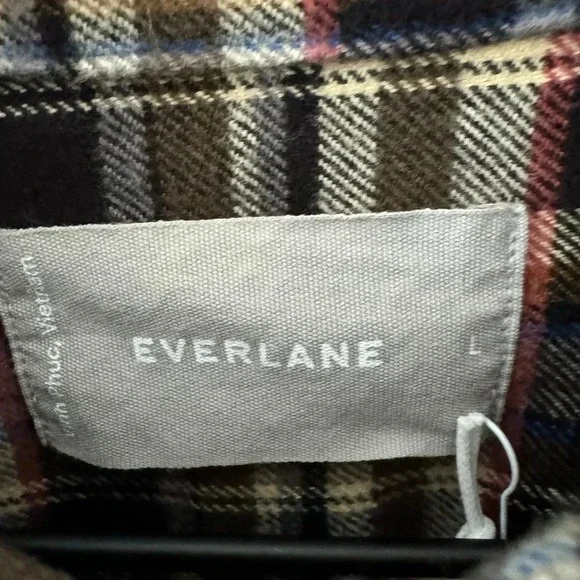EVERLANE Men's Plaid Flannel Button Down Shirt Long Sleeve Beechwood Size L - Picture 6 of 13